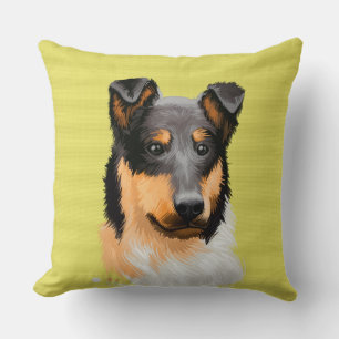 COJÍN DECORATIVO COLOR DE AGUA CARA DE PERRO DE COLIE SMOOTH