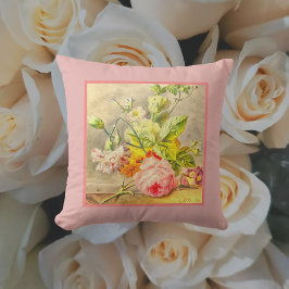 Cojín Decorativo Color de agua de color rosa rosa de la flor de la