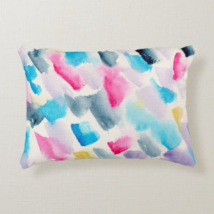 Cojín Decorativo color de agua de mano pincel abstracto trazos de f