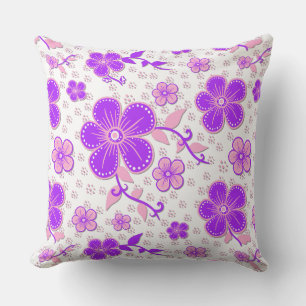 Cojín Decorativo Color de agua floral simple Imprimir púrpura y ros