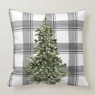 Cojín Decorativo Color de agua gris negro en árbol de Navidad