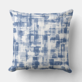 Cojín Decorativo Color de agua pintado por mano artificial azul y b