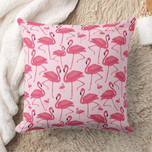Cojín Decorativo Color de agua rosa de los pájaros Flamingo en el d