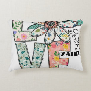 COJÍN DECORATIVO COLOR DE FLORES COMPLETOS CON AMOR Y CON SU NOMBRE