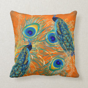 Cojín Decorativo Color de fondo de pavos reales/colores de fondo de