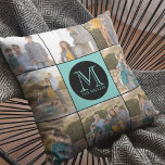 Cojín Decorativo Color de fondo editable redondeado foto monograma<br><div class="desc">almohada monográfica fotográfica que puede añadir 8 de sus propias fotos y personalizar con su nombre inicial y el nombre que se establecen en el gráfico redondo negro. Además, también puede editar el color de fondo (haga clic en el botón personalizar) de la sección central para que coincida con el...</div>