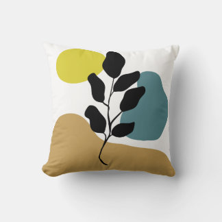 Cojín Decorativo Color de la tierra del Boho botánico Resumen Arte 