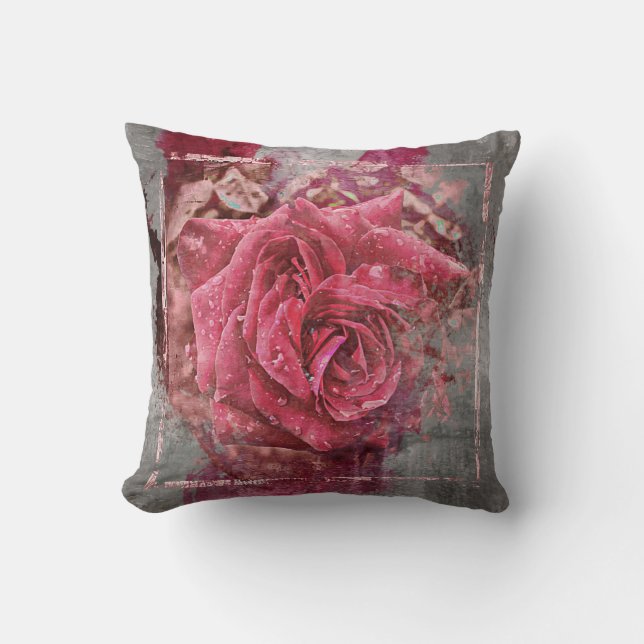Cojín Decorativo Color de rosa rosado (Anverso)