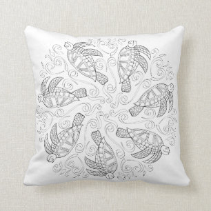 Cojín Decorativo Color del chapoteo de la tortuga de mar de los