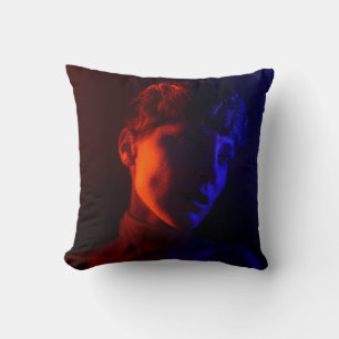 Cojín Decorativo Color del retrato mujer azul rojo