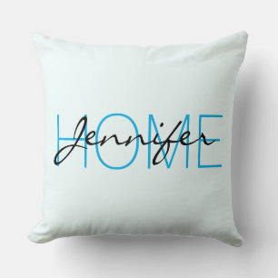 Cojín Decorativo color niebla azur monograma de hogar