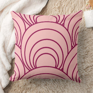 Cojín Decorativo color pastel rosa abstracto moderno de mediados de