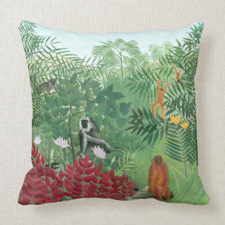 Cojín Decorativo Color restaurado Henri Rousseau Monkey Jungle Art