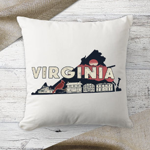 Cojín Decorativo Color Retro del Estado de Origen Virginia