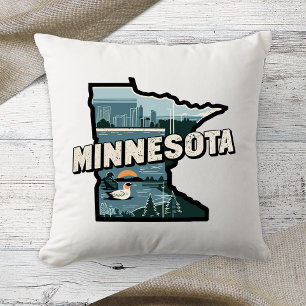 Cojín Decorativo Color Retro Estado de Origen Minnesota