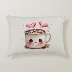 Cojín Decorativo Color rosa y crema suave chocolate caliente
