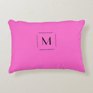 Cojín Decorativo Color sólido rosa brillante Monograma nombre