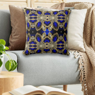 Cojín Decorativo color turquesa de moda dorado plateado azul profun