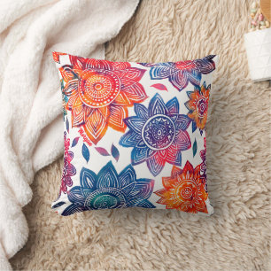 Cojín Decorativo Colorburst Mandala Garden - Vibrante regalo de Boh