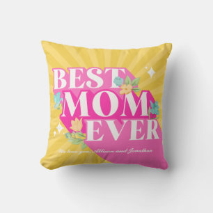Cojín Decorativo Colores brillantes Tipografía Retro Mejor Mamá Nun