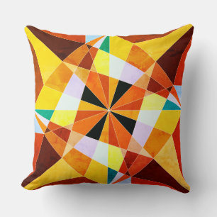 Cojín Decorativo Colores Cálidos Formas Geométricas Angulares Frías