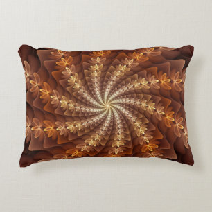 Cojín Decorativo Colores Cálidos, Patrón de Arte Fractal Moderno Al
