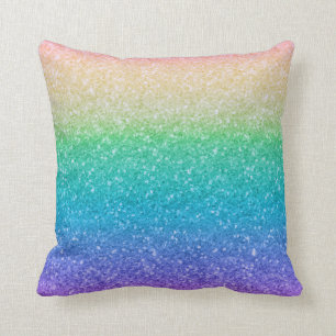 Cojín Decorativo Colores de Arcoíris Brillo Destello Femenino Glam 