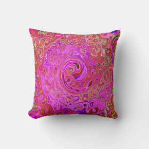 Cojín Decorativo Colores de Marcado Rosado Caliente Resumen Swirl R