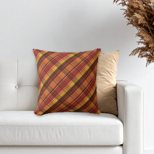 Cojín Decorativo Colores de Otoño Tonos Cálidos Estampado de Cuadro