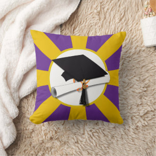 Cojín Decorativo Colores escolares Graduación Cap con Diploma
