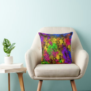 Cojín Decorativo Colores neón acrílicos Salpicadura de pintura Salp