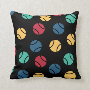 Cojín Decorativo Colores retro pelotas de tenis patrón negro 2 lado