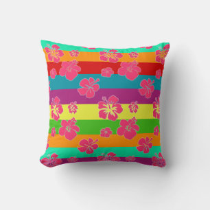 Cojín Decorativo Colores Tropicales Intensos con Hibisco
