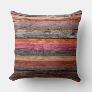 Cojín Decorativo Colores Vintage Rayas Madera Aspecto #17