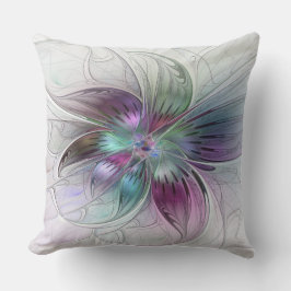 Cojín Decorativo Colorful Abstract Flower Modern Floral Fractal Art
