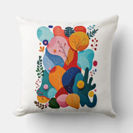 Cojín Decorativo Colorful Abstract Organic Shapes Boho Floral