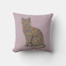 Colorful Butterfly Cat Lover Silhouette Art Mauve