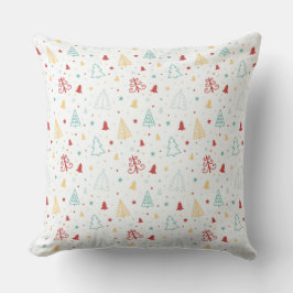 Cojín Decorativo Colorful Christmas Trees & Stars Pillow 