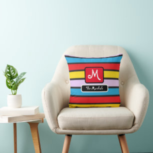 Cojín Decorativo Colorful contrast Geometric Rainbow colors stripes