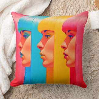 Cojín Decorativo Colorful Faces Vibrant Multicolor Side Profiles