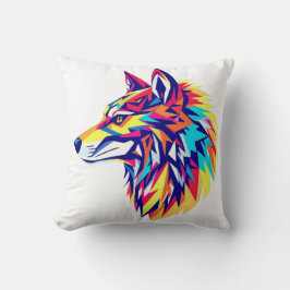 Cojín Decorativo Colorful Geometric Wolf Throw Pillow