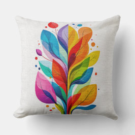Cojín Decorativo Colorful Modern Botanical Leaves Abstract Tree