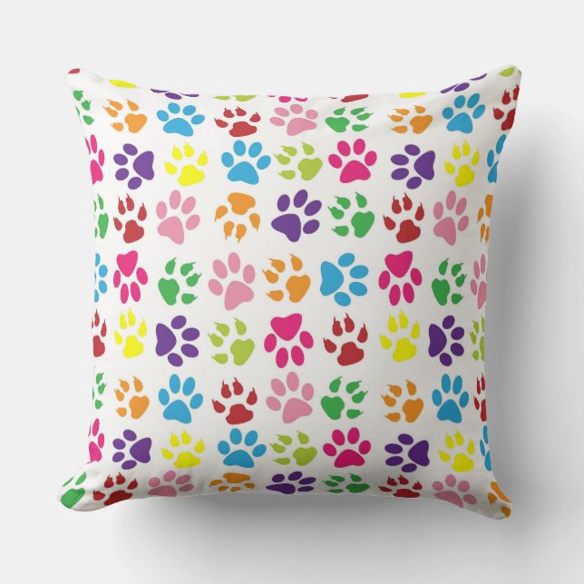 Cojín Decorativo Colorful Paw Prints Pattern (Anverso)