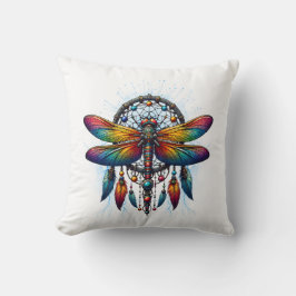 Cojín Decorativo Colorful Psychedelic Dragonfly Dreamcatcher Boho