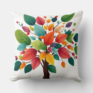 Cojín Decorativo Colorful Seasons Tree – Vibrant Nature Art for Hom
