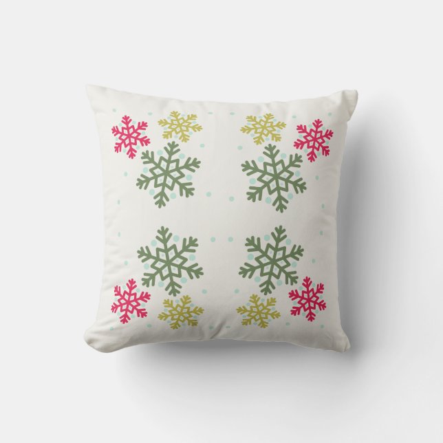 Cojín Decorativo  Colorful Snowflakes Winter Pillow (Anverso)