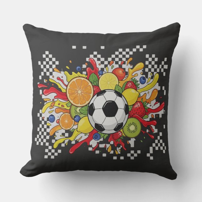 Cojín Decorativo Colorful Soccer Checkerboard (Anverso)