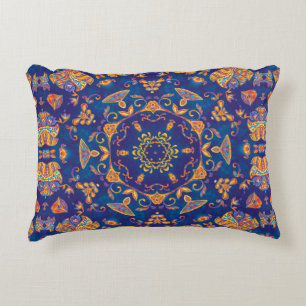Cojín Decorativo Colorida acuarela kaleidoscopio mandala. Oriental