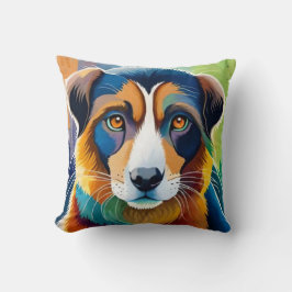 Cojín Decorativo Colorida cara de perro cerca