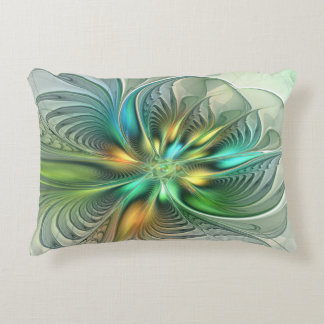 Cojín Decorativo Colorida Fantasía Moderna Abstracto Flor Fractal
